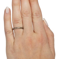 Circa 1920's Art Deco 18K White Gold Chevron Engraved Stackable Wedding Band