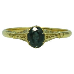 Antique Circa 1920's Art Deco 18K Yellow Gold Oval Cut Alexandrite Solitaire Ring
