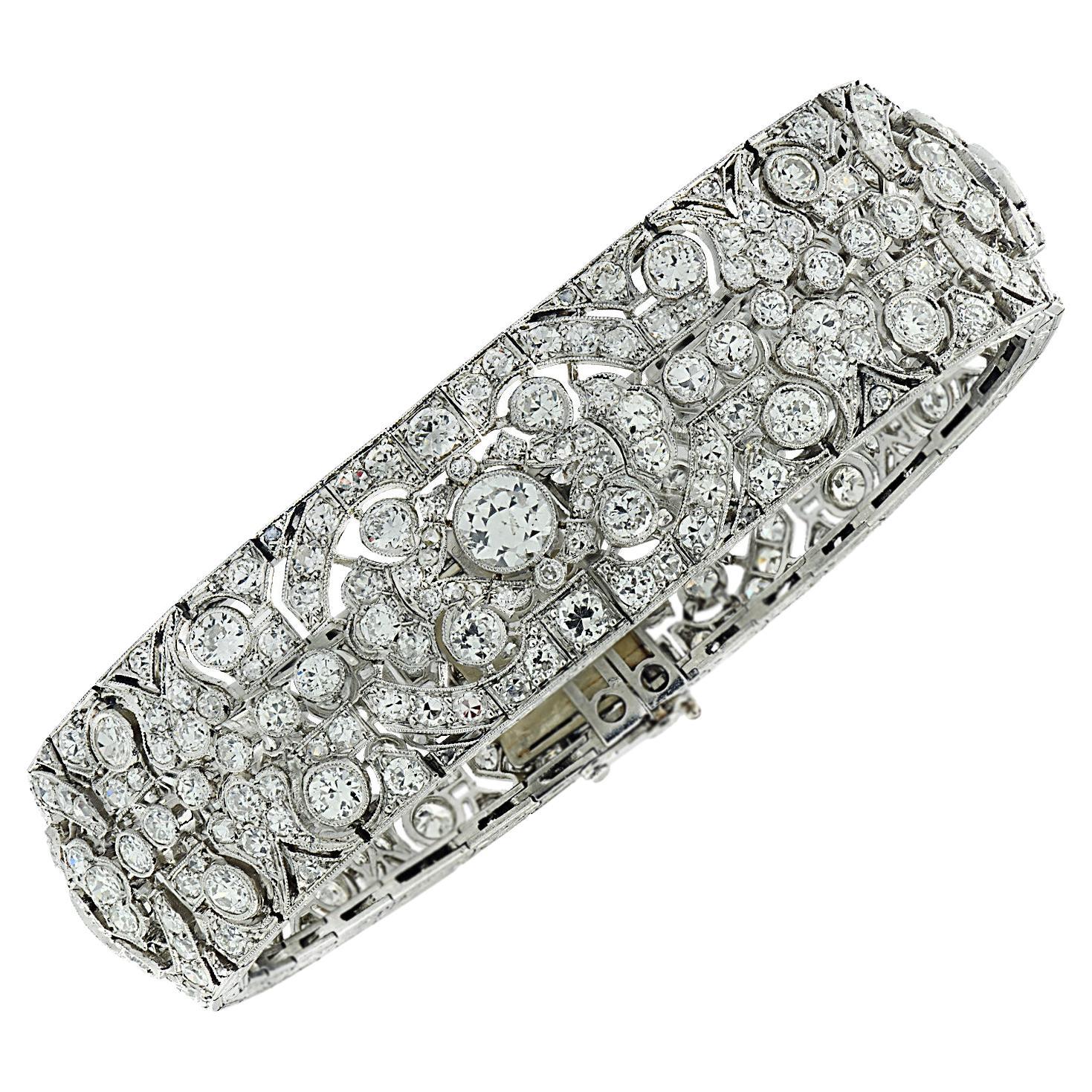 Bracelet en diamants de 20,00 carats de style Art déco des années 1920.