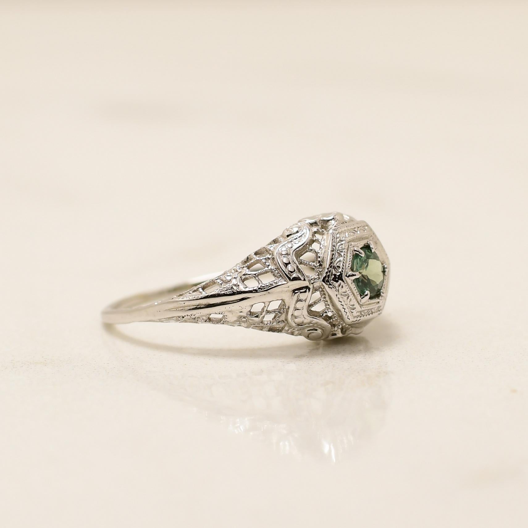 alexandrite art deco ring