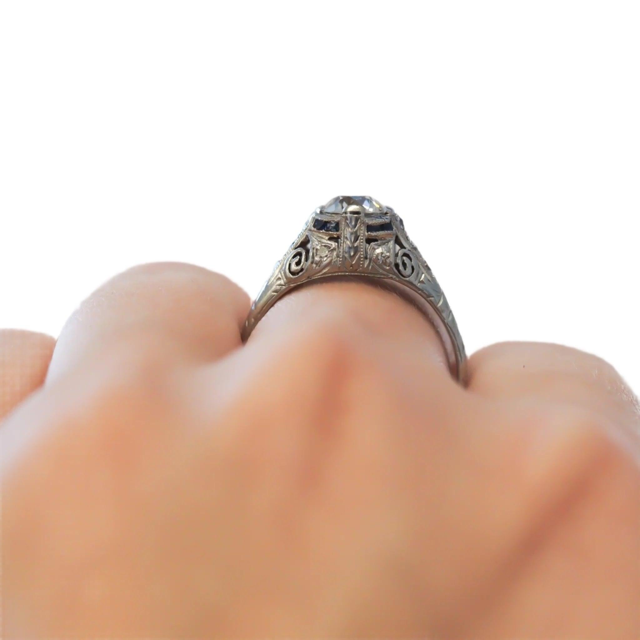 CIRCA 1920er Jahre Art Deco .85ct Old European Brilliant Diamond Verlobungsring (Art déco) im Angebot