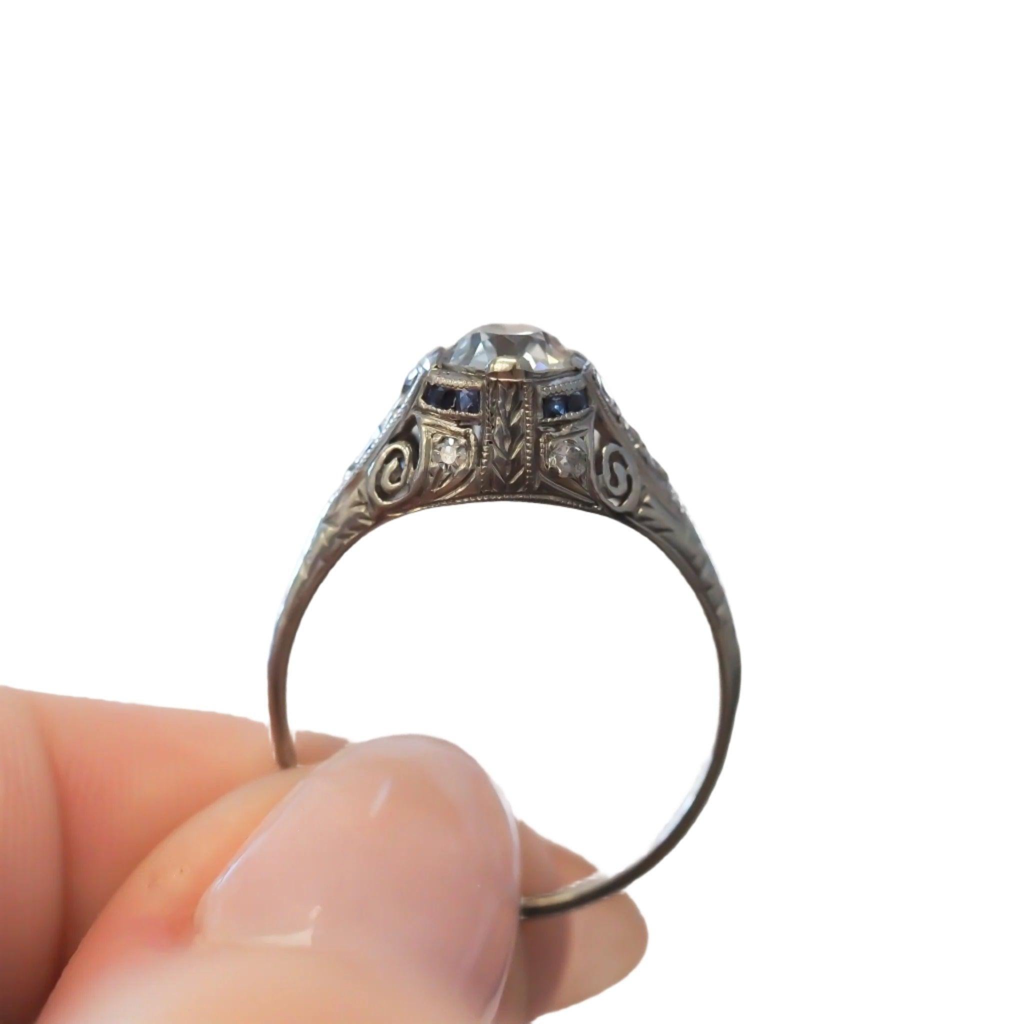 CIRCA 1920er Jahre Art Deco .85ct Old European Brilliant Diamond Verlobungsring Damen im Angebot