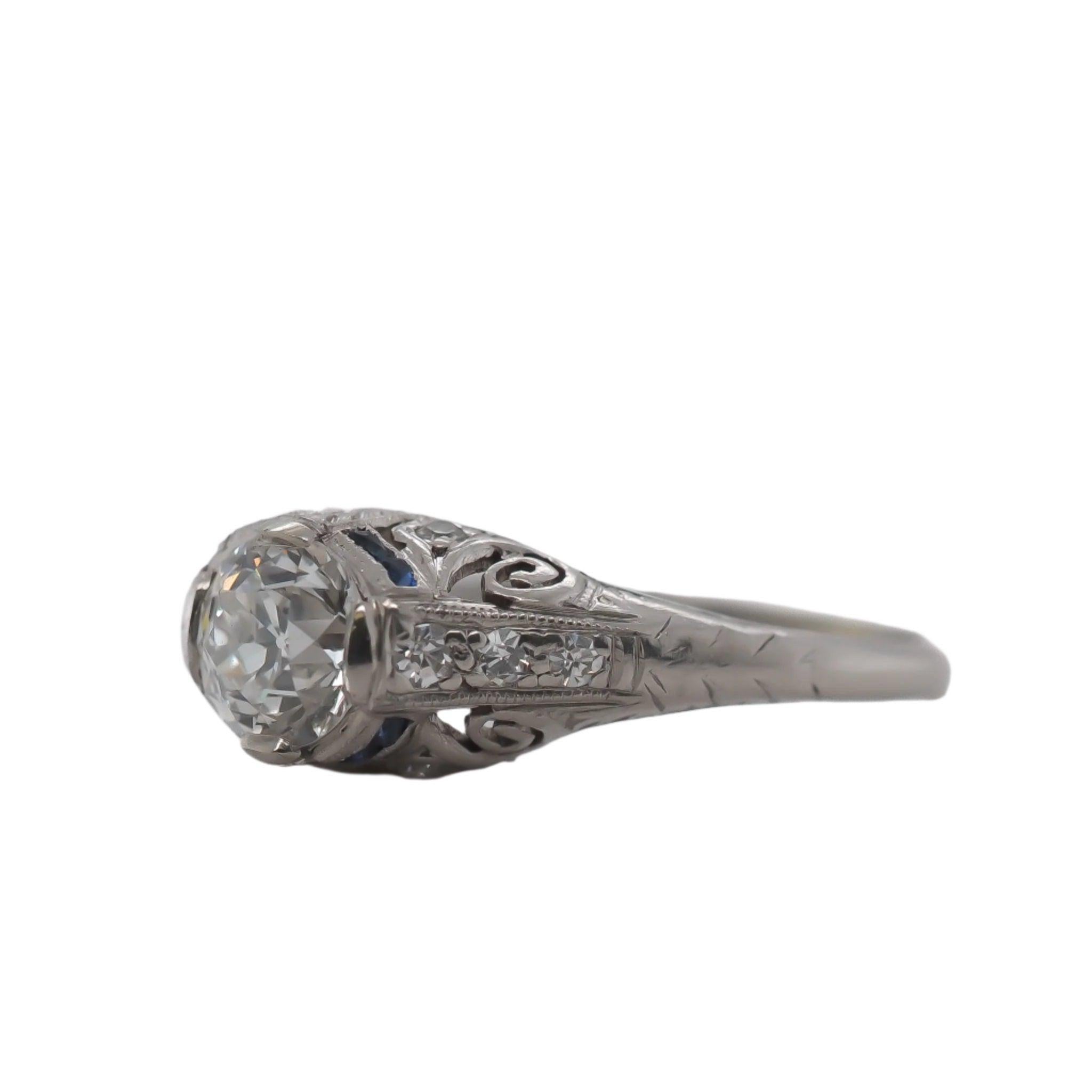 CIRCA 1920er Jahre Art Deco .85ct Old European Brilliant Diamond Verlobungsring im Angebot 1