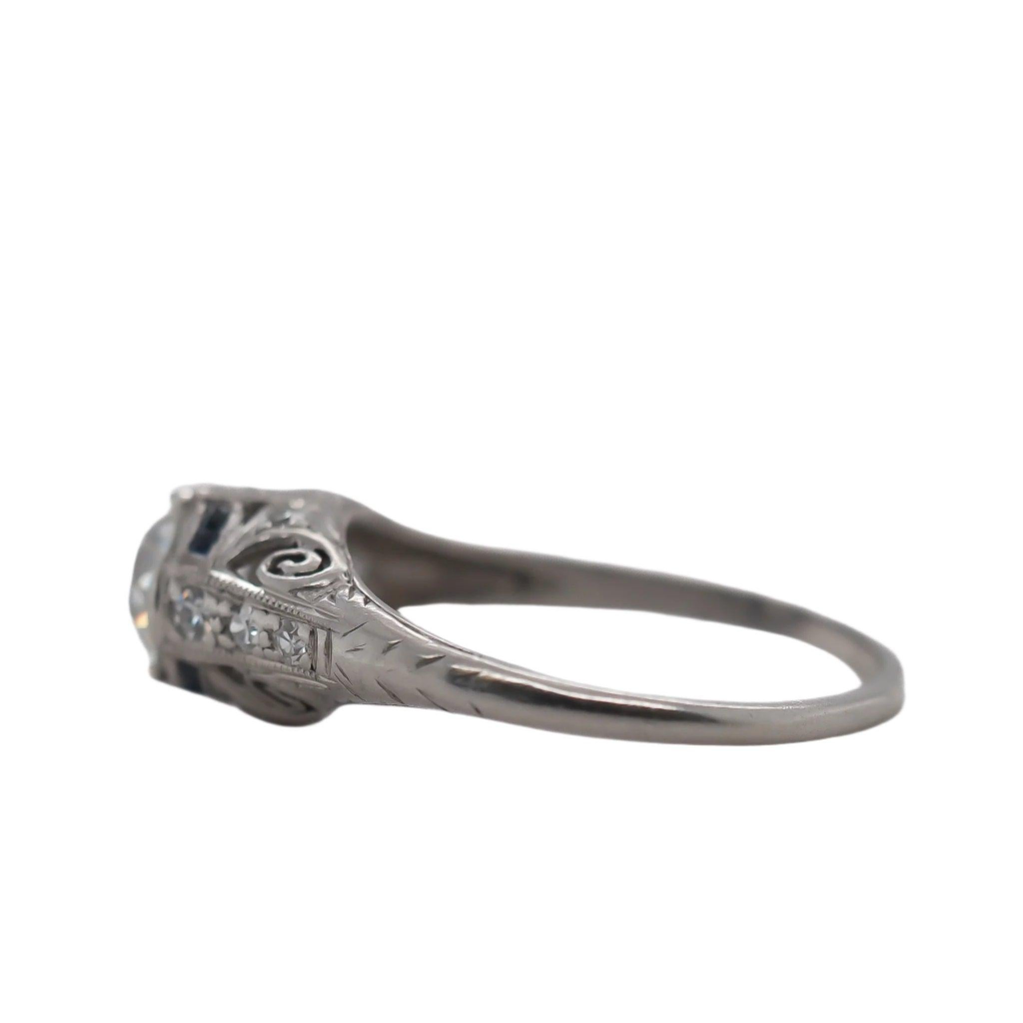 CIRCA 1920er Jahre Art Deco .85ct Old European Brilliant Diamond Verlobungsring im Angebot 2