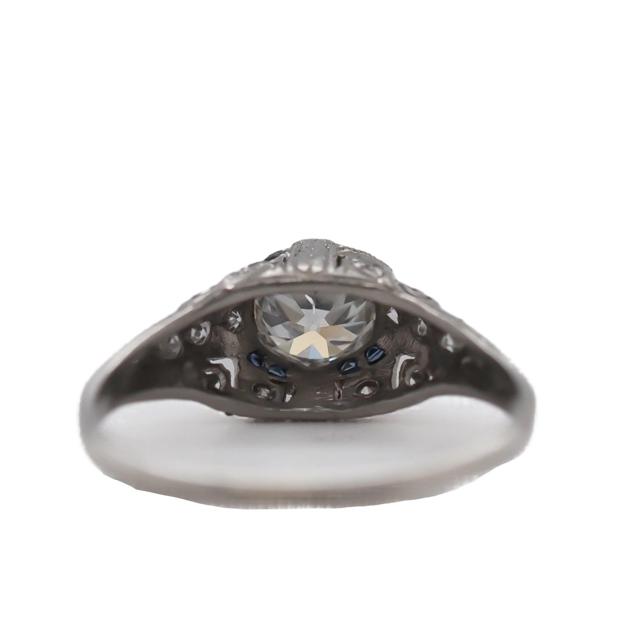 CIRCA 1920er Jahre Art Deco .85ct Old European Brilliant Diamond Verlobungsring im Angebot 3