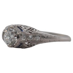 Circa 1920s Art Deco .85ct Old European Brilliant Diamond Engagement Ring