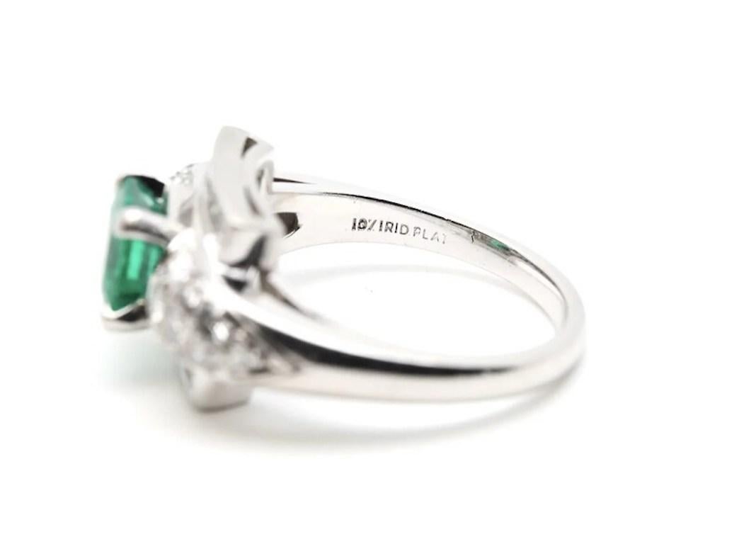 Circa 1920's Art Deco Colombian Emerald, & Diamond Ring in Platinum 1