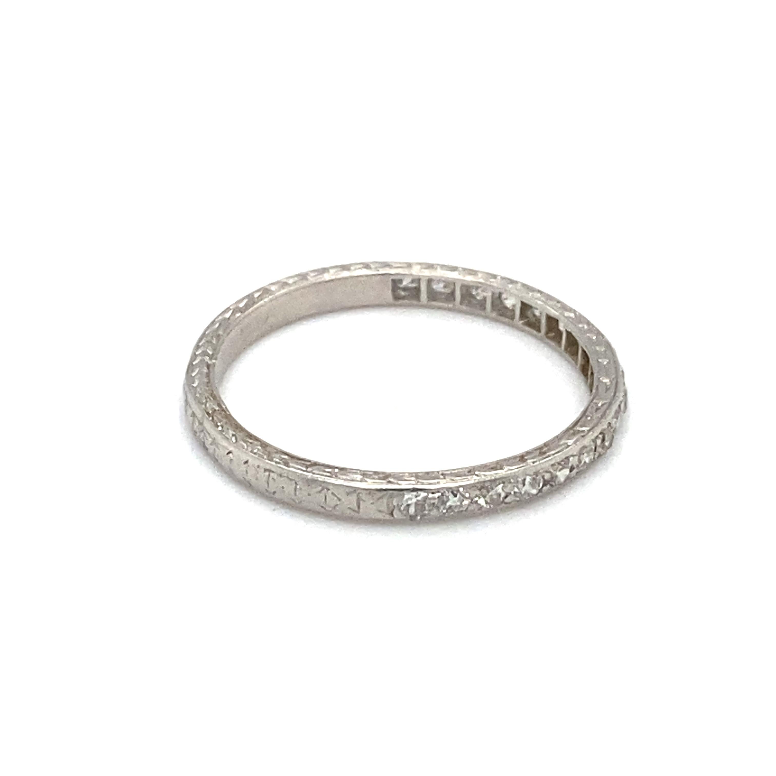 Circa 1920s Art Deco Diamond Anniversary Band in 18 Karat White Gold For Sale 1