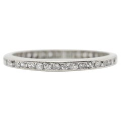 VENTA Anillo de eternidad de diamantes Art Decó de platino de los años 20 Talla 5 3/4