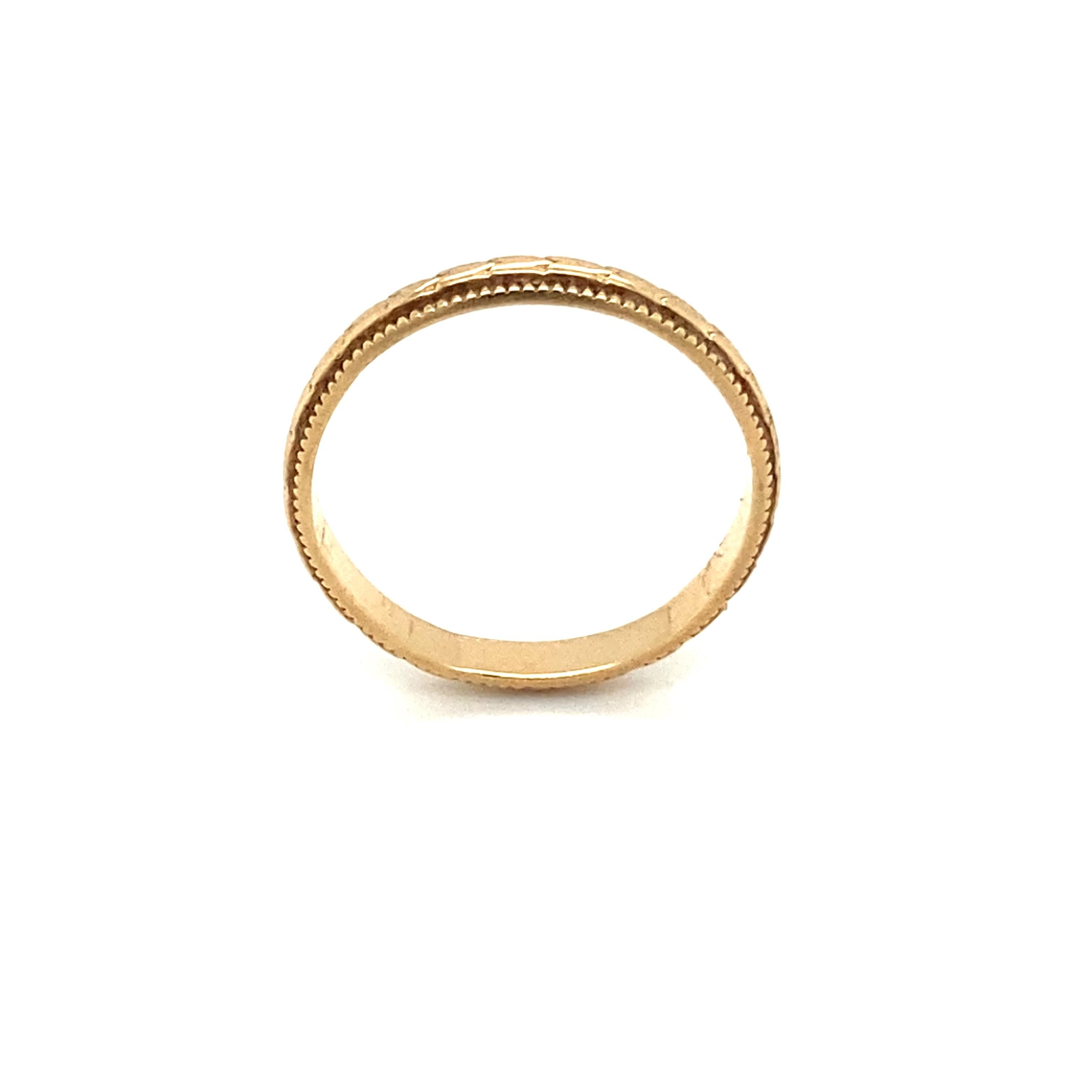 Art-déco-Ring aus geätztem Gold aus 14 Karat Gelbgold, ca. 1920er Jahre (Art déco) im Angebot