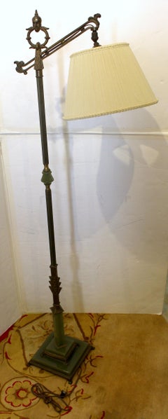 Circa 1920s Art Deco Floor Lamp or Bridge Lamp, Anglo-American