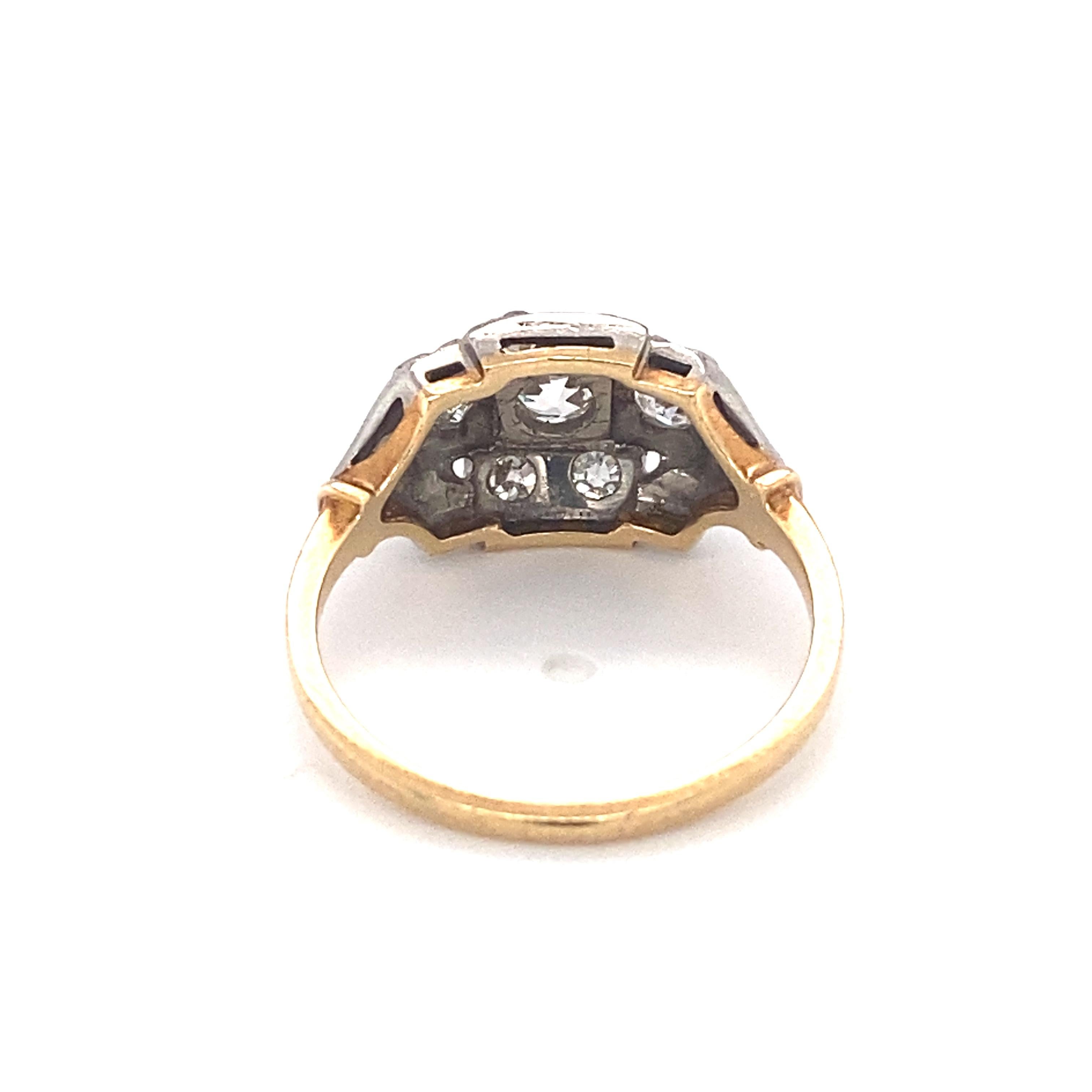 circa 1920s Art Deco Jabel 1 Carat Diamond Ring in Two Tone 14K Gold For Sale 1
