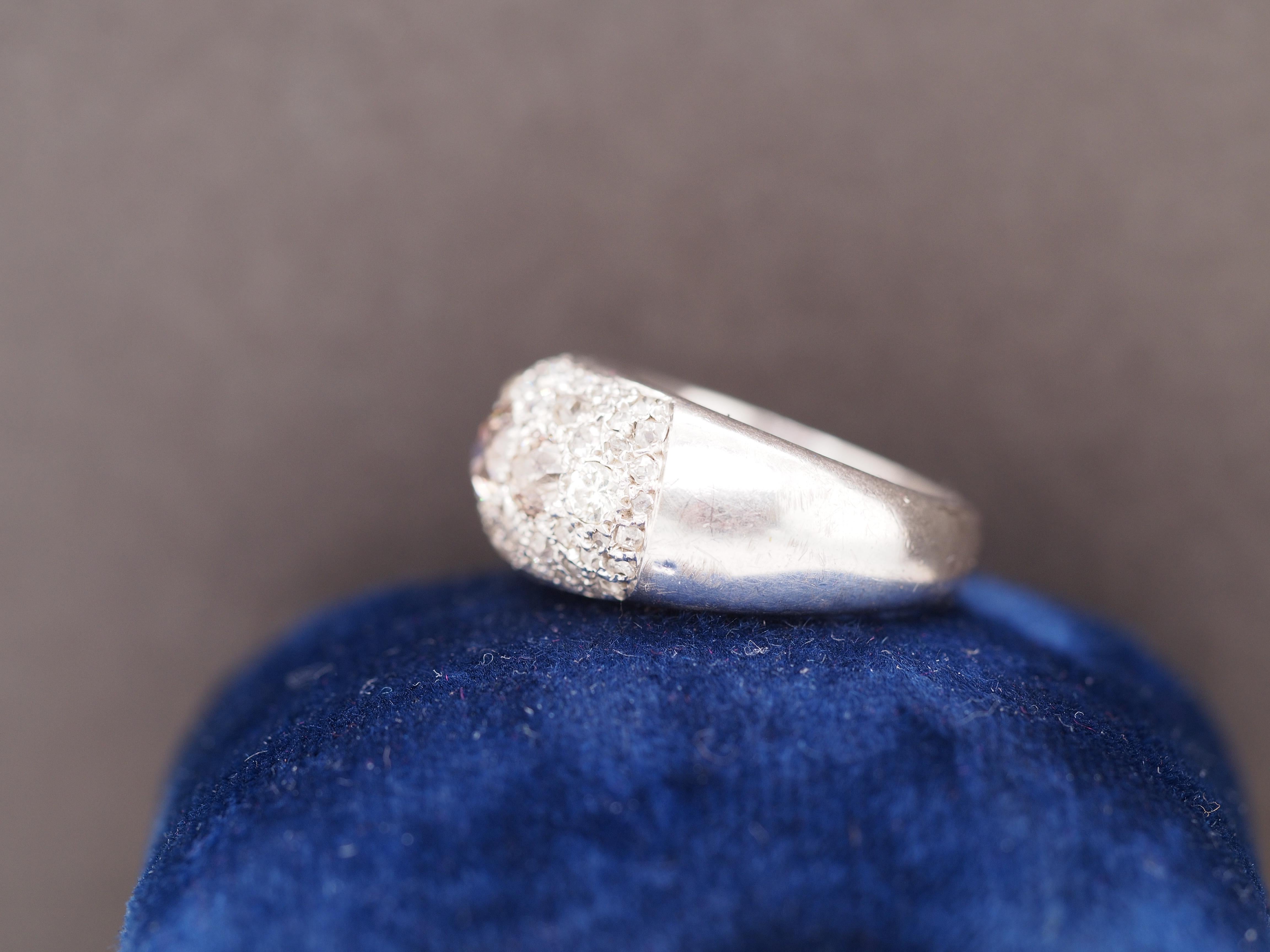 Circa 1920s Art Deco Platinum 1.50cttw Old Mine Cut Cluster Diamond Ring In Good Condition For Sale In Atlanta, GA