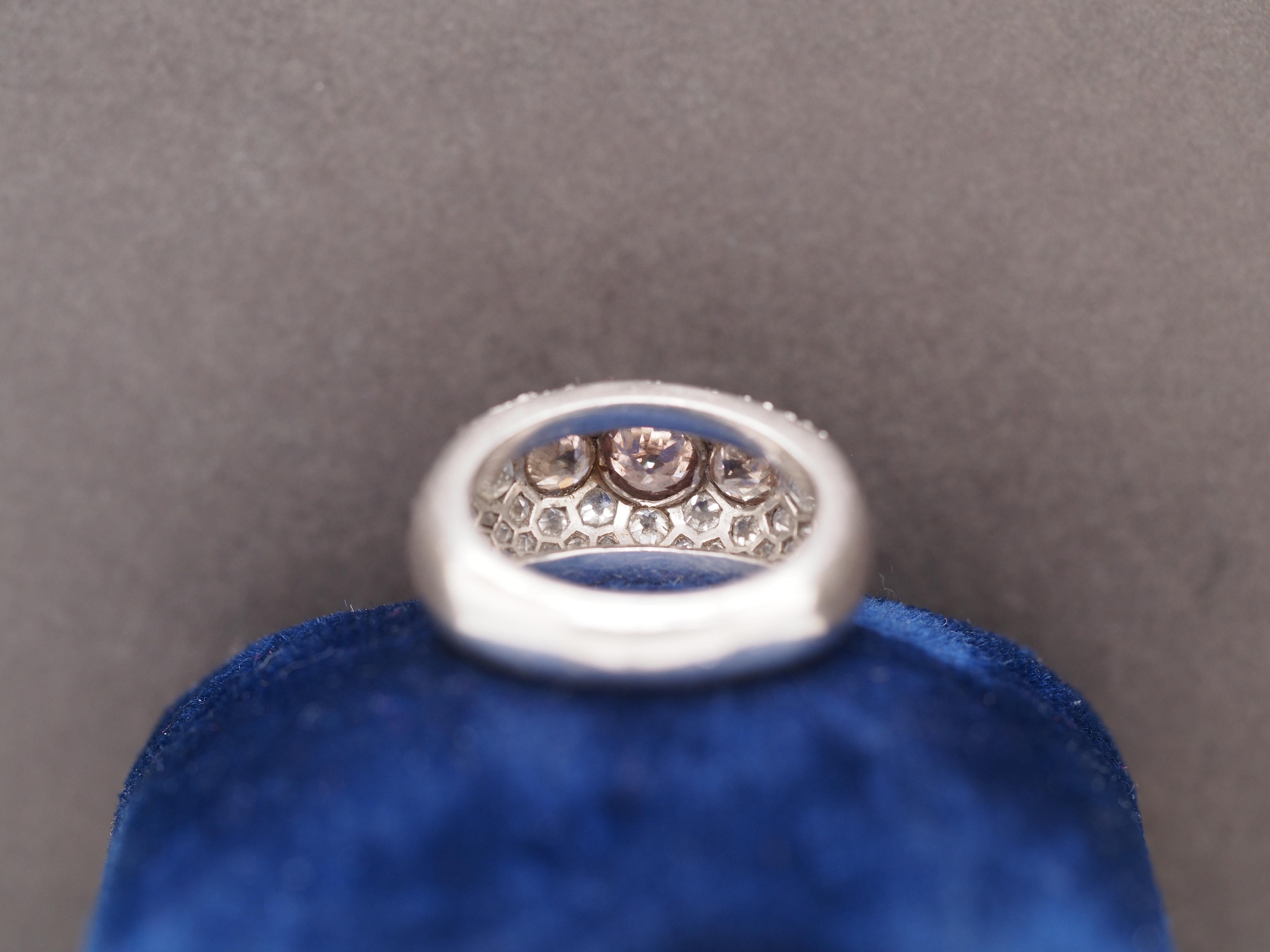 Women's Circa 1920s Art Deco Platinum 1.50cttw Old Mine Cut Cluster Diamond Ring For Sale