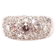 Antique Circa 1920s Art Deco Platinum 1.50cttw Old Mine Cut Cluster Diamond Ring