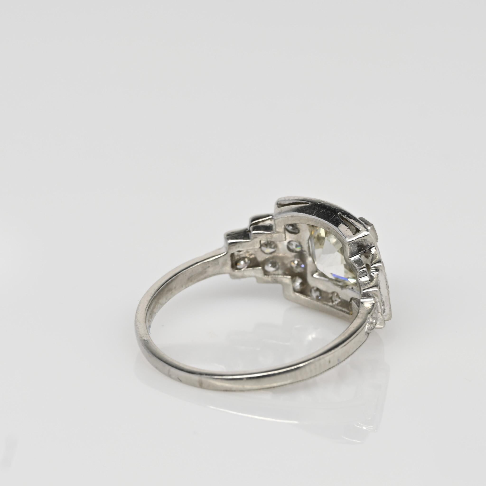 Circa 1920's Art Deco Platinum 1.58Ct GIA Certified Old European Cut Square Halo In Good Condition In Addison, TX