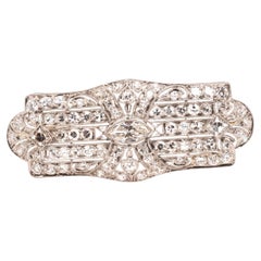 Circa 1920s Art Deco Platinum 2.50cttw Antique Marquise & French Cut Diamond Pin