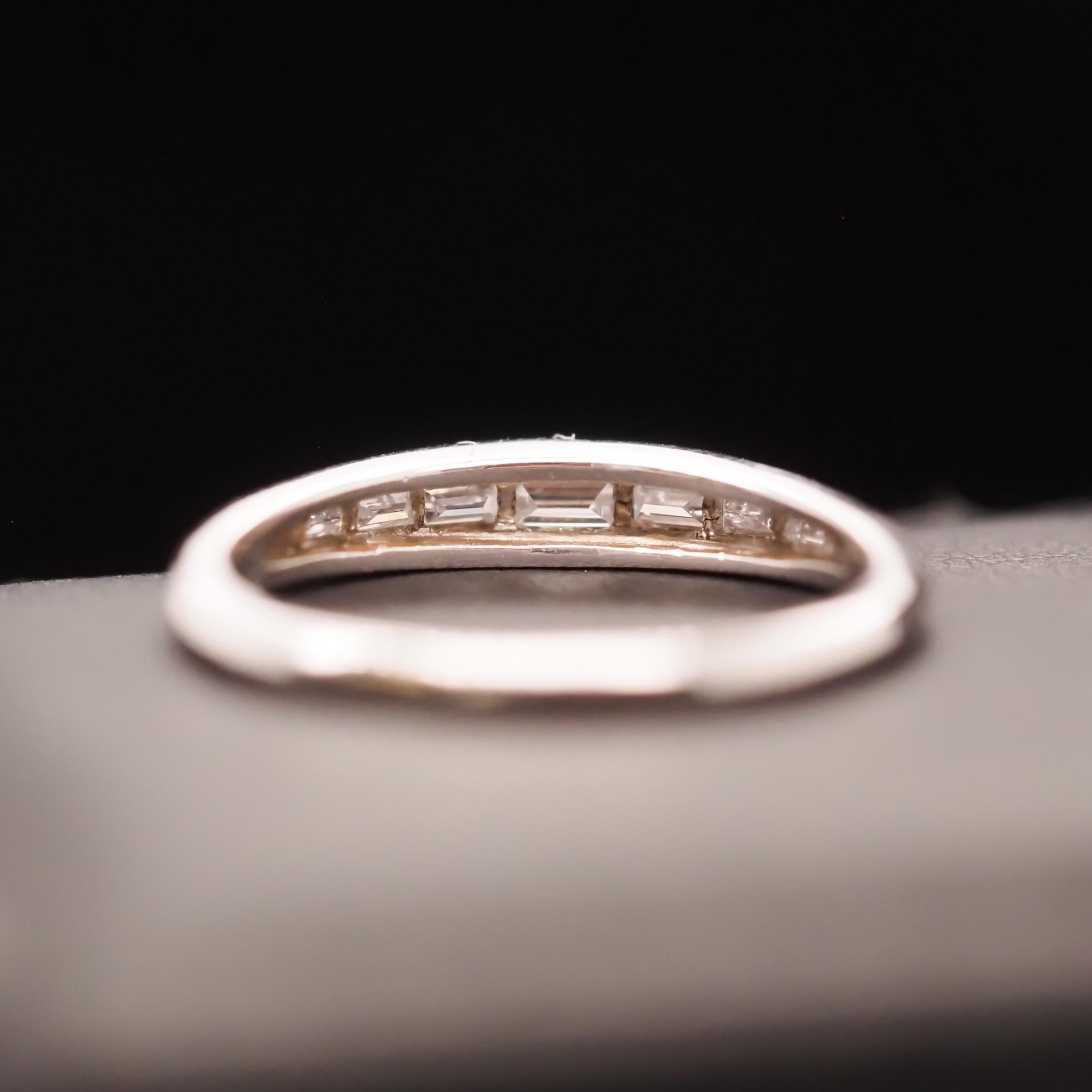 Circa 1920s Art Deco Platinum Baguette Diamond Band In Good Condition For Sale In Atlanta, GA