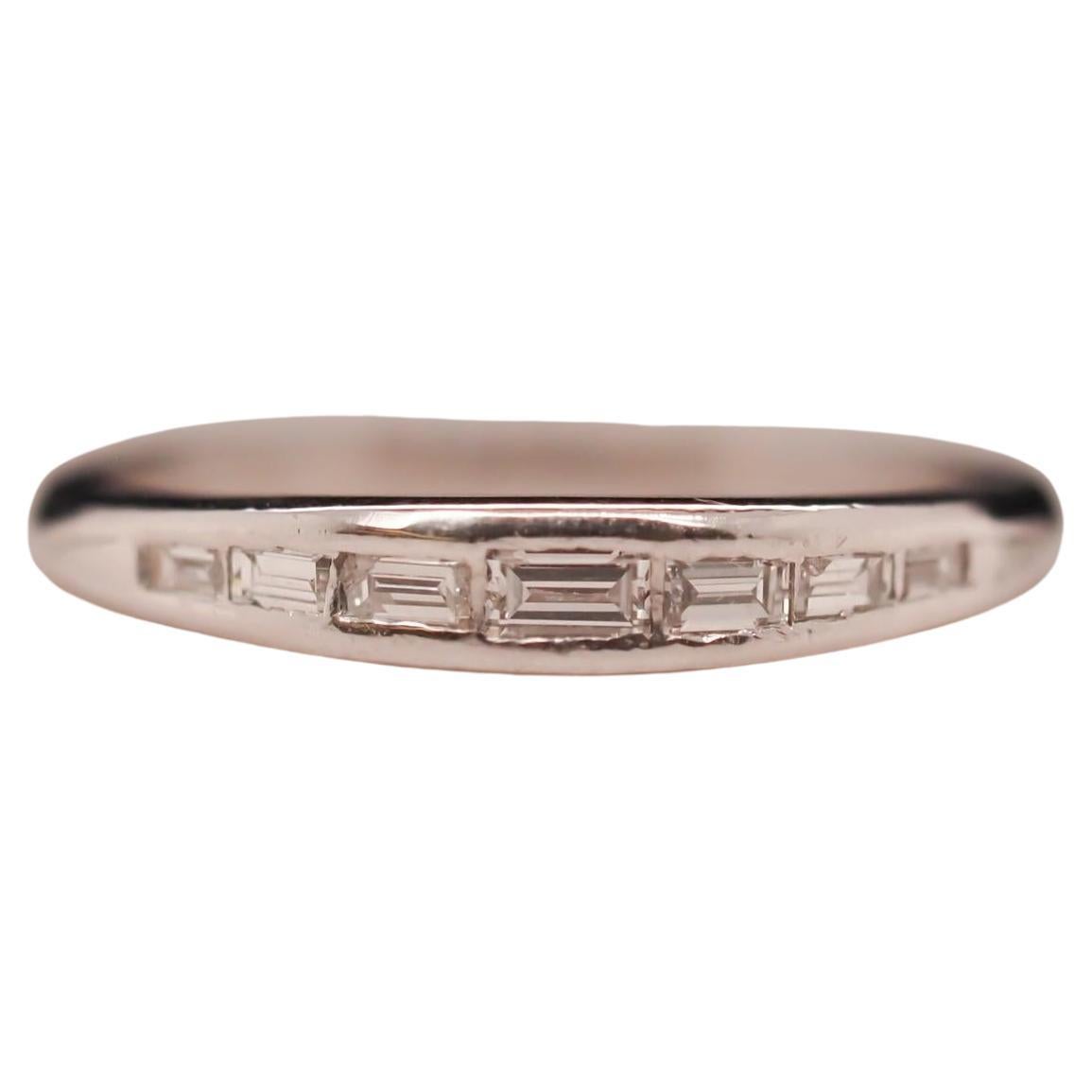 Circa 1920s Art Deco Platinum Baguette Diamond Band For Sale