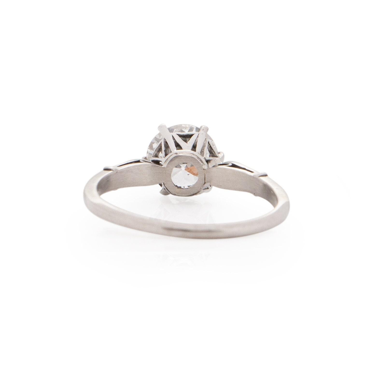 Circa 1920's Art Deco Platinum Brilliant Cut GIA Certified Diamond Ring In Good Condition For Sale In Addison, TX