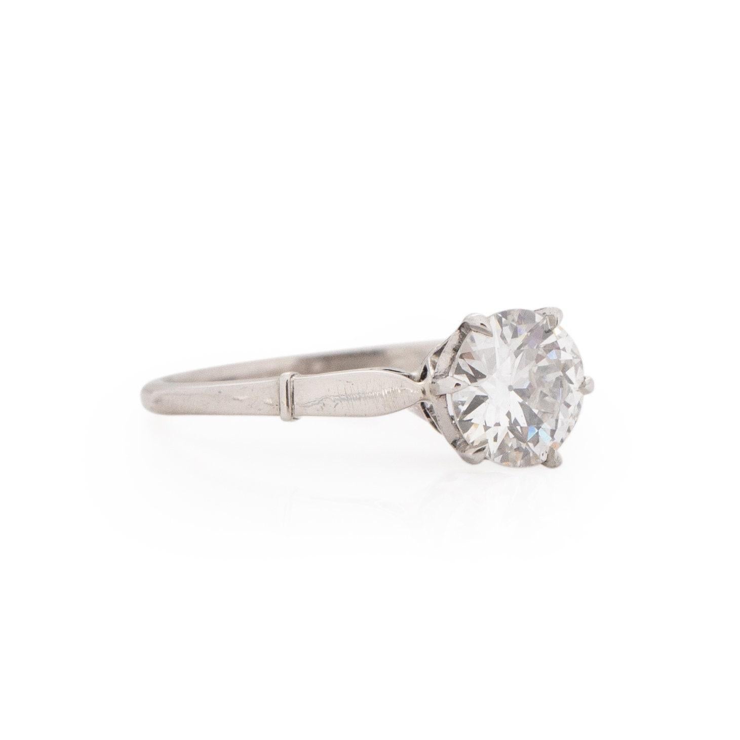 Taille brillant Circa 1920 Art Deco Platinum Brilliant Cut GIA Certified Diamond Ring (Bague en platine à taille brillante certifiée GIA) en vente