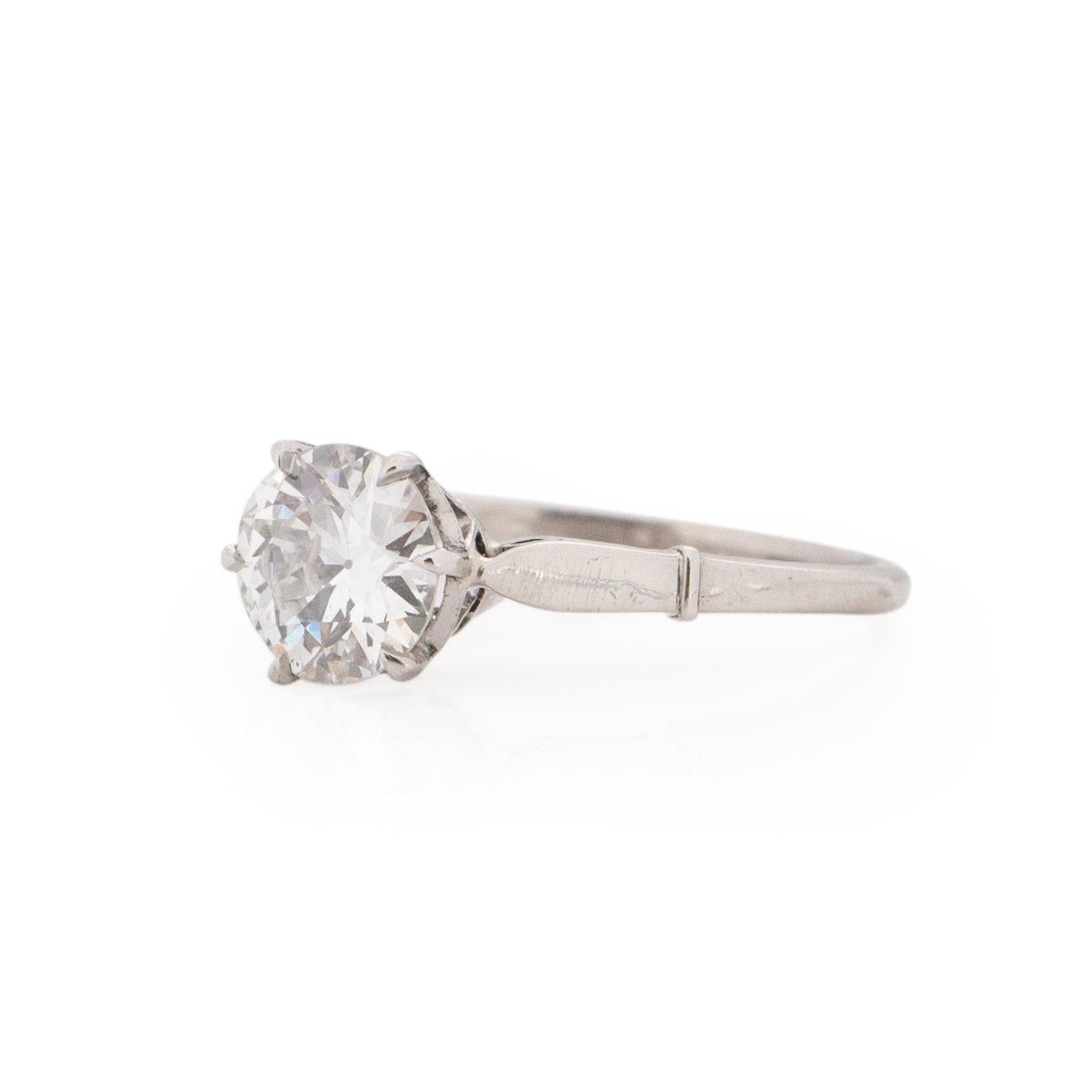 Circa 1920 Art Deco Platinum Brilliant Cut GIA Certified Diamond Ring (Bague en platine à taille brillante certifiée GIA) Bon état - En vente à Addison, TX