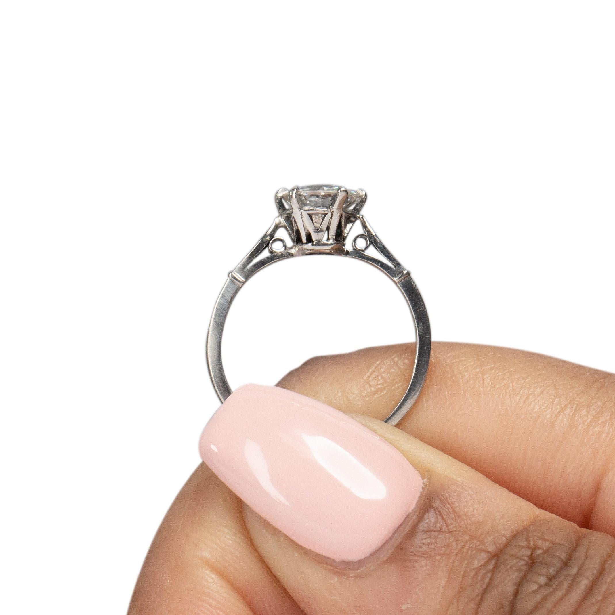 Circa 1920's Art Deco Platinum Brilliant Cut GIA Certified Diamond Ring For Sale 2