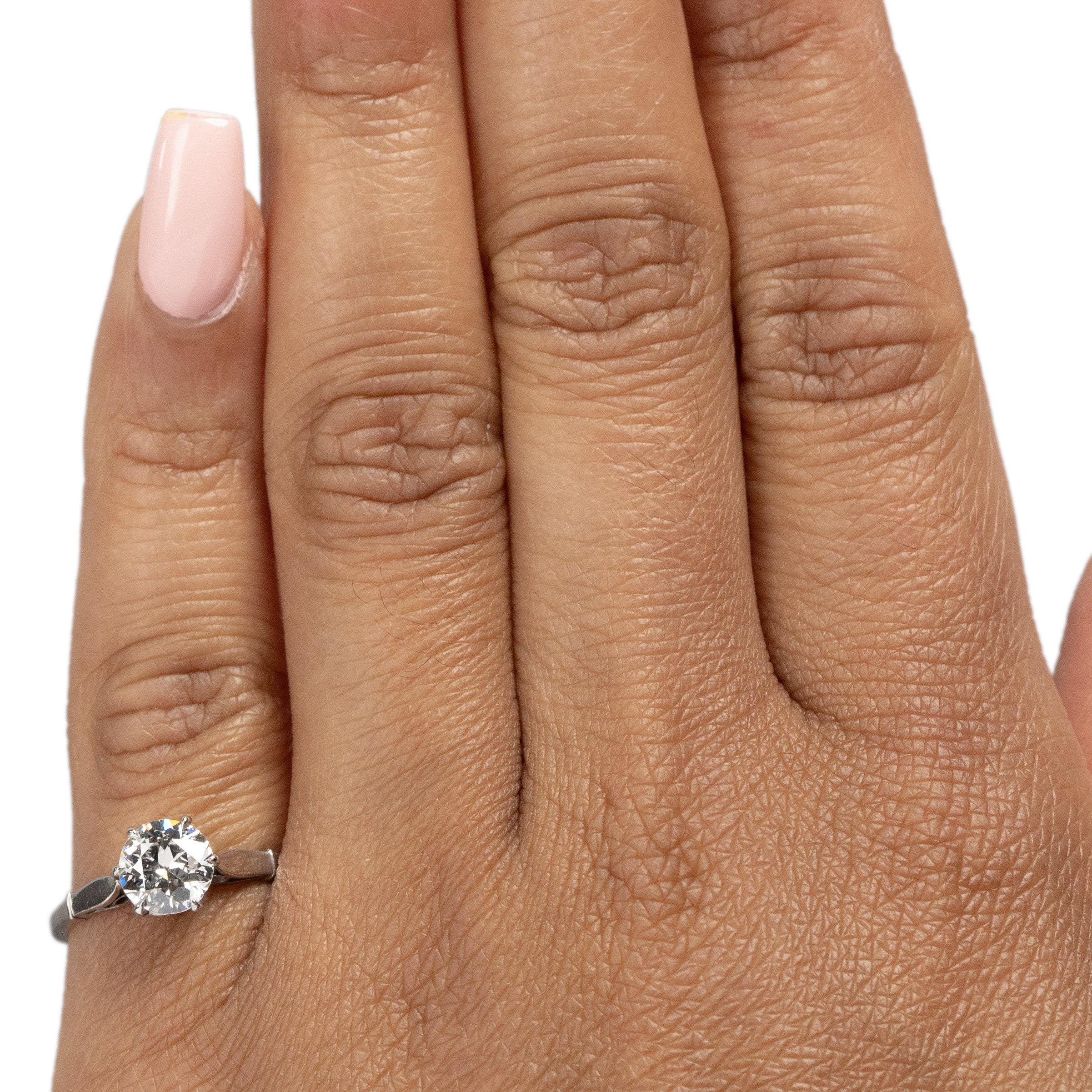 Circa 1920's Art Deco Platinum Brilliant Cut GIA Certified Diamond Ring For Sale 4