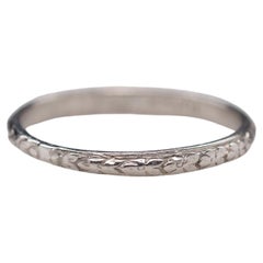 Art Deco Platinum Engraved Wedding Band, circa 1920s