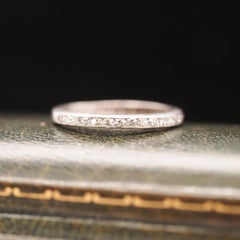 Circa 1920s Art Deco Platinum Old Cut Diamond Band Size 7.5