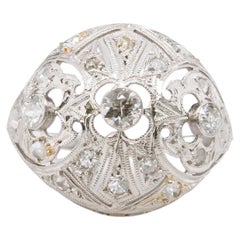 Art Deco Platinum Old European Cut Diamond Ring, circa 1920s