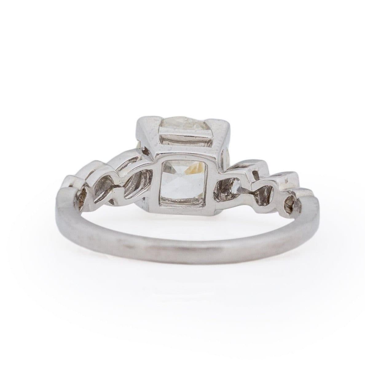 Art Deco Platin Old European Cut Solitär Marquise Shank Vintage, ca. 1920er Jahre (Alteuropäischer Schliff)