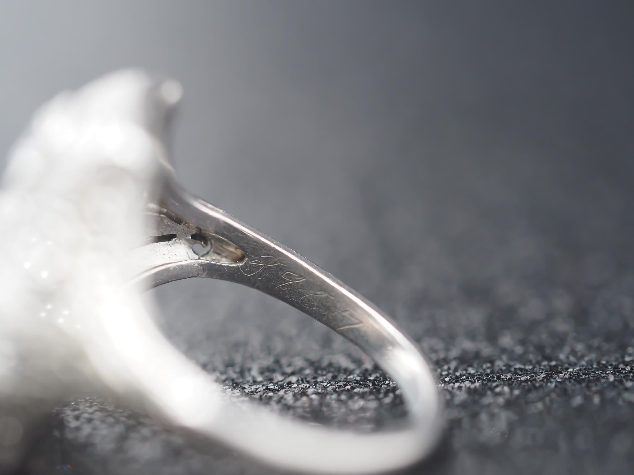 Women's Circa 1920s Art Deco Platinum Ornate Old European Diamond Ring For Sale