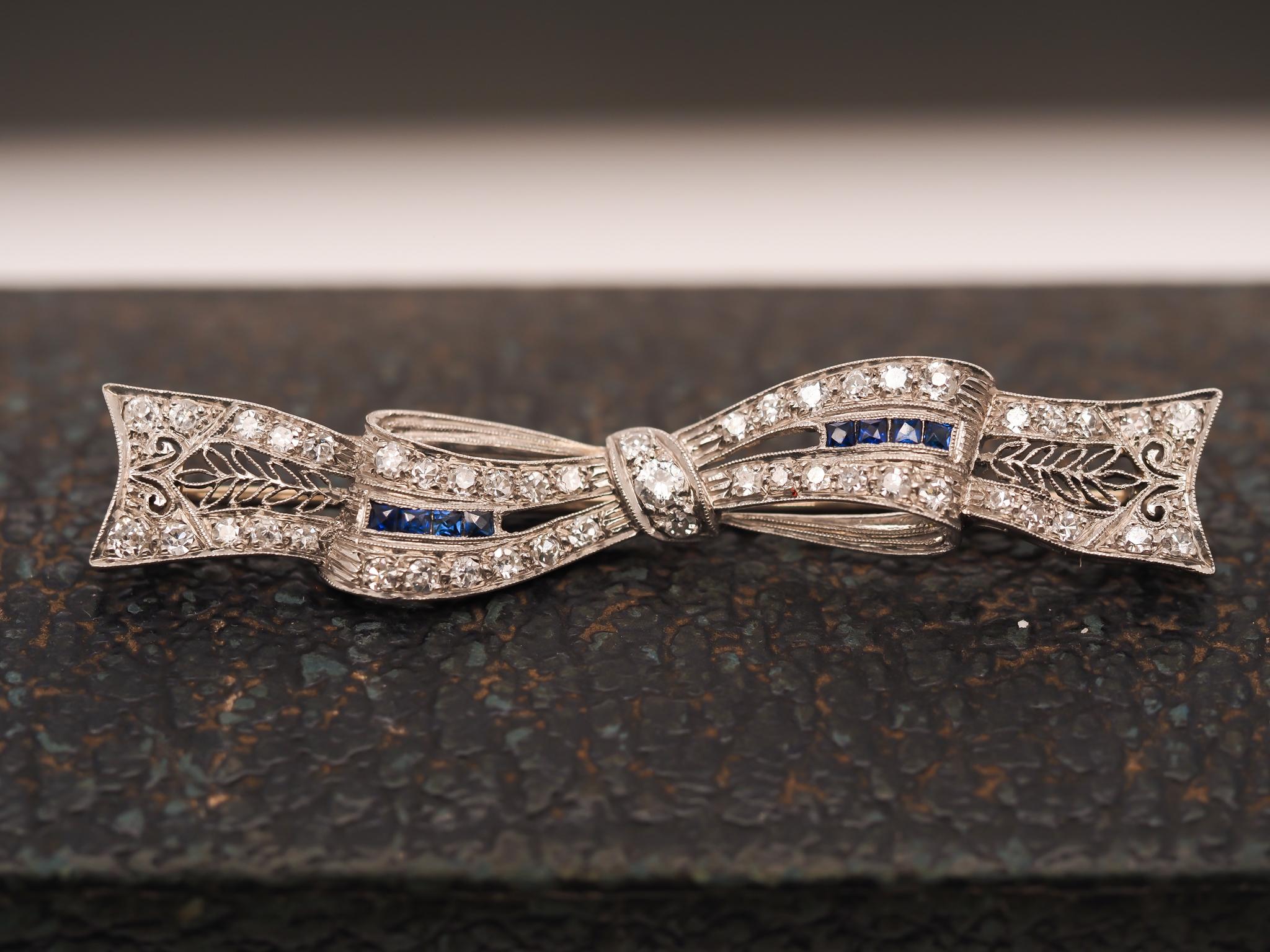 Item Details:
Metal Type: Platinum [Hallmarked, and Tested]
Weight: 7.8 grams

Diamond Details: 1.00ct total weight, Old European Brilliant, E/F Colors, VS clarity

Pin Measurements:
Length x Width : 2.5 inch x .5 inch
Condition: Excellent