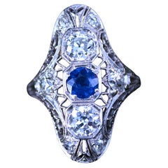 CIRCA 1920's Art Deco Platin Vintage drei Stein offene Arbeit antiken Schild Ring