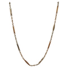 Circa 1920s Art Deco Rose and White Gold Antique Chain 15 inch