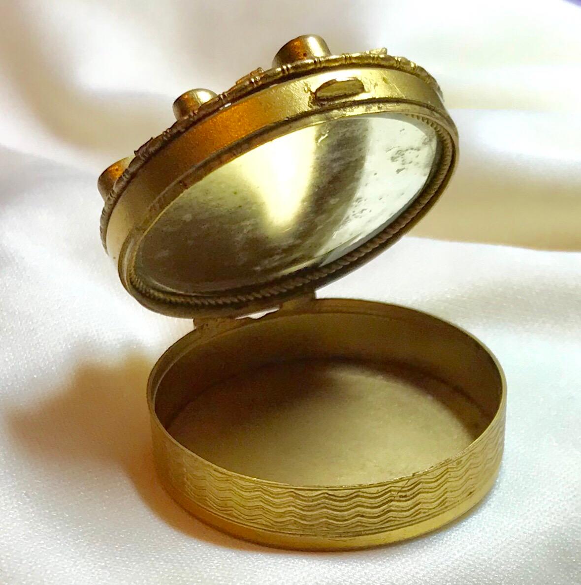 Women's Circa 1920s Austrian Jeweled and Enameled Powder Compact For Sale