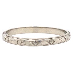 Circa 1920s Belais Art Deco Etched Wedding Band in 18 Karat White Gold - VHK#210