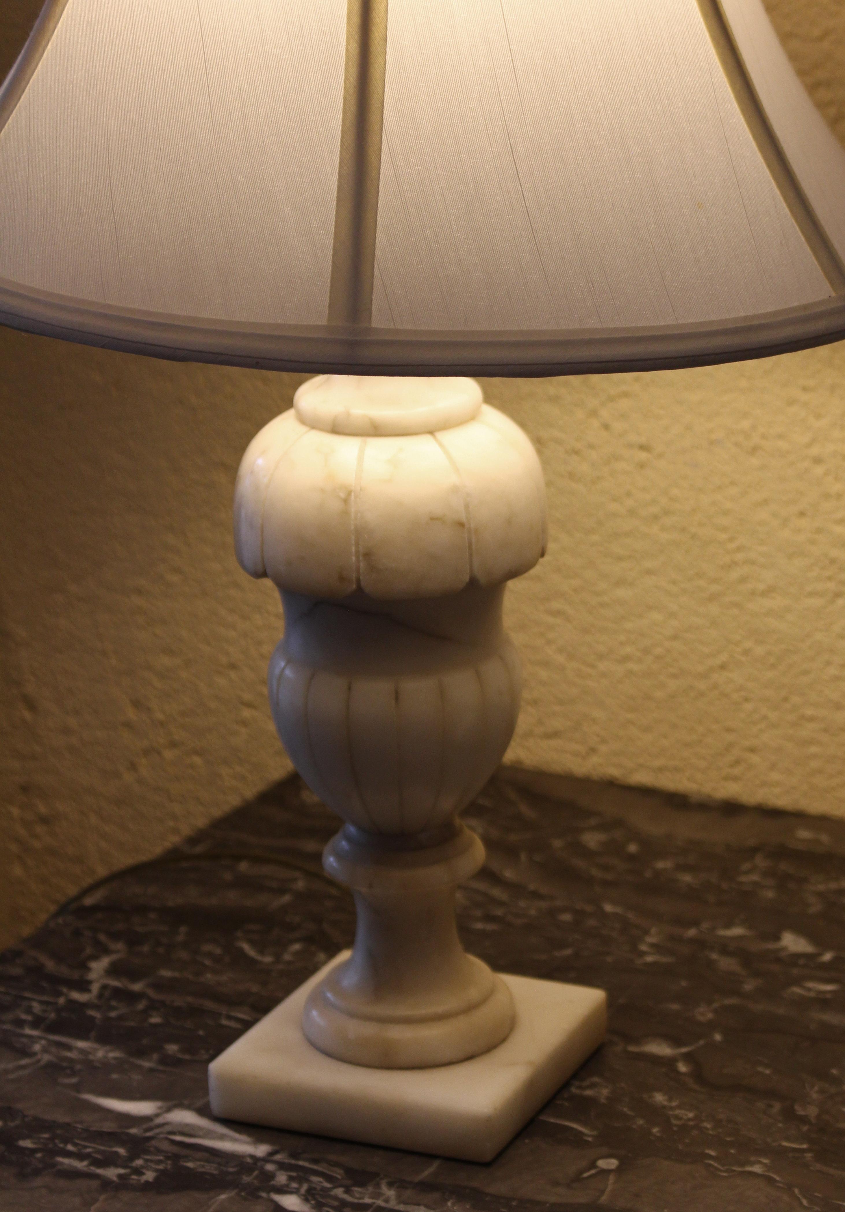 Early 20th Century Circa 1920s Carved Alabaster Lamp