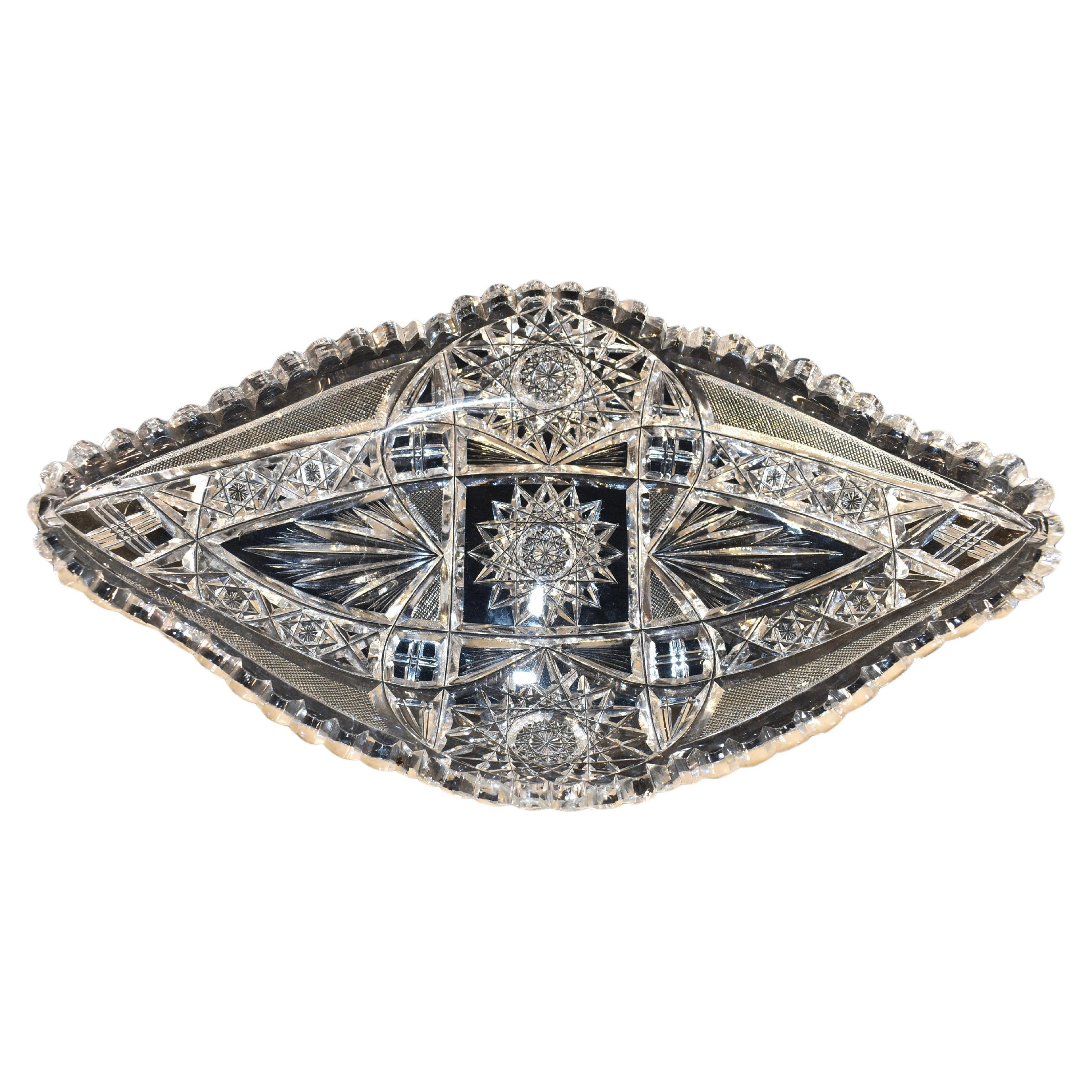 Plat de service en verre taillé Circa 1920