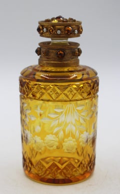Circa 1920s Czech Gilt Brass & Cut Glass Perfume Bottle