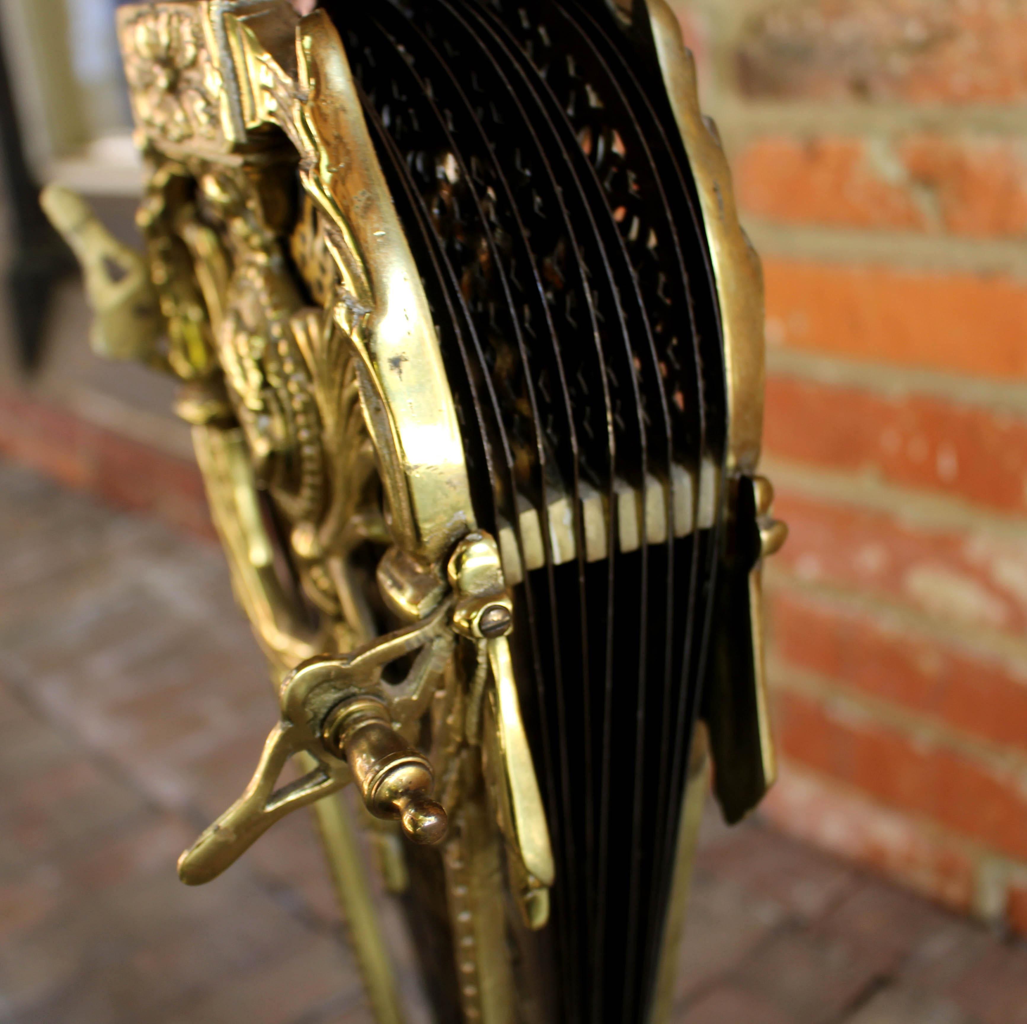 Neoclassical Circa 1920s English or European Brass Fireplace Fan