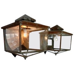 English Pub Sconce Lights in Copper, circa 1920s