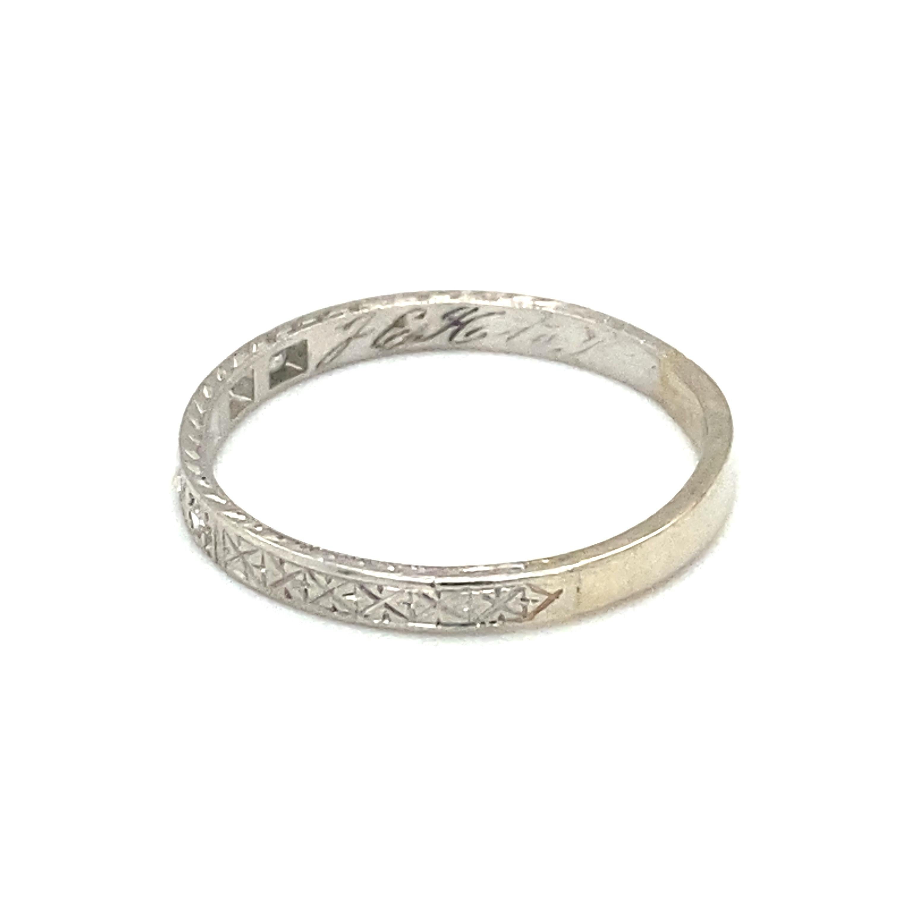 Single Cut Circa 1920s Five Stone Diamond Art Deco Wedding Band in Platinum For Sale