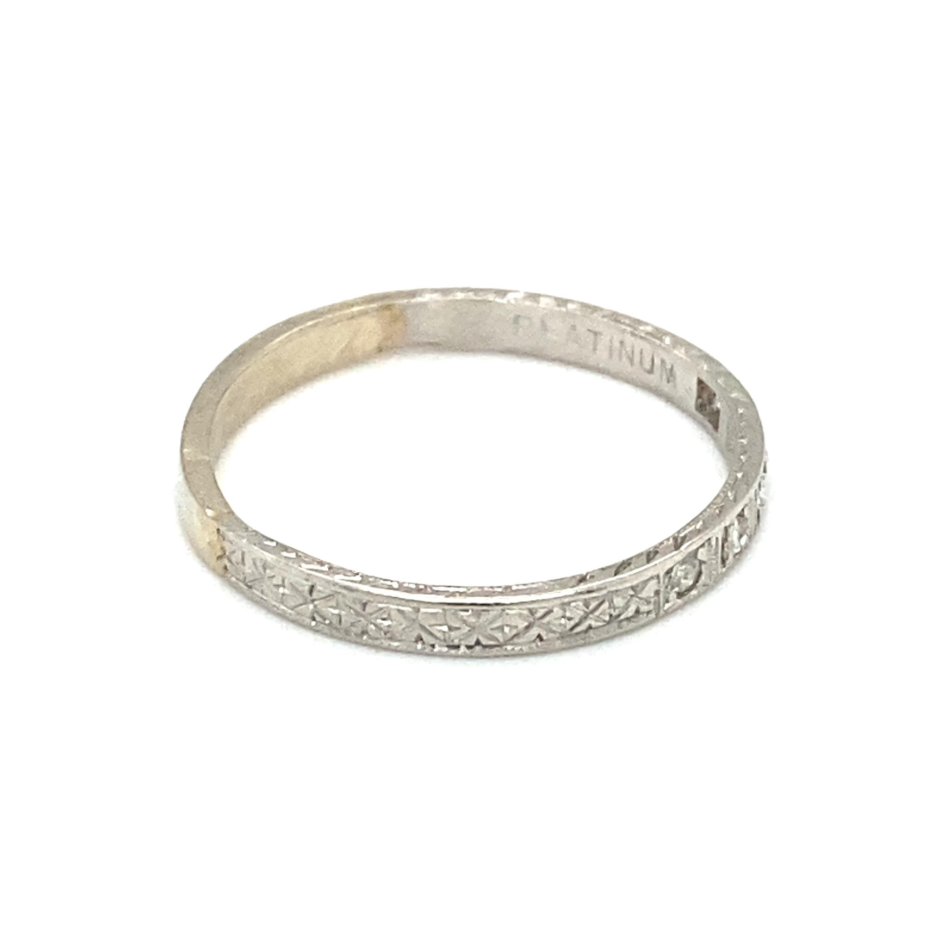 Women's or Men's Circa 1920s Five Stone Diamond Art Deco Wedding Band in Platinum For Sale