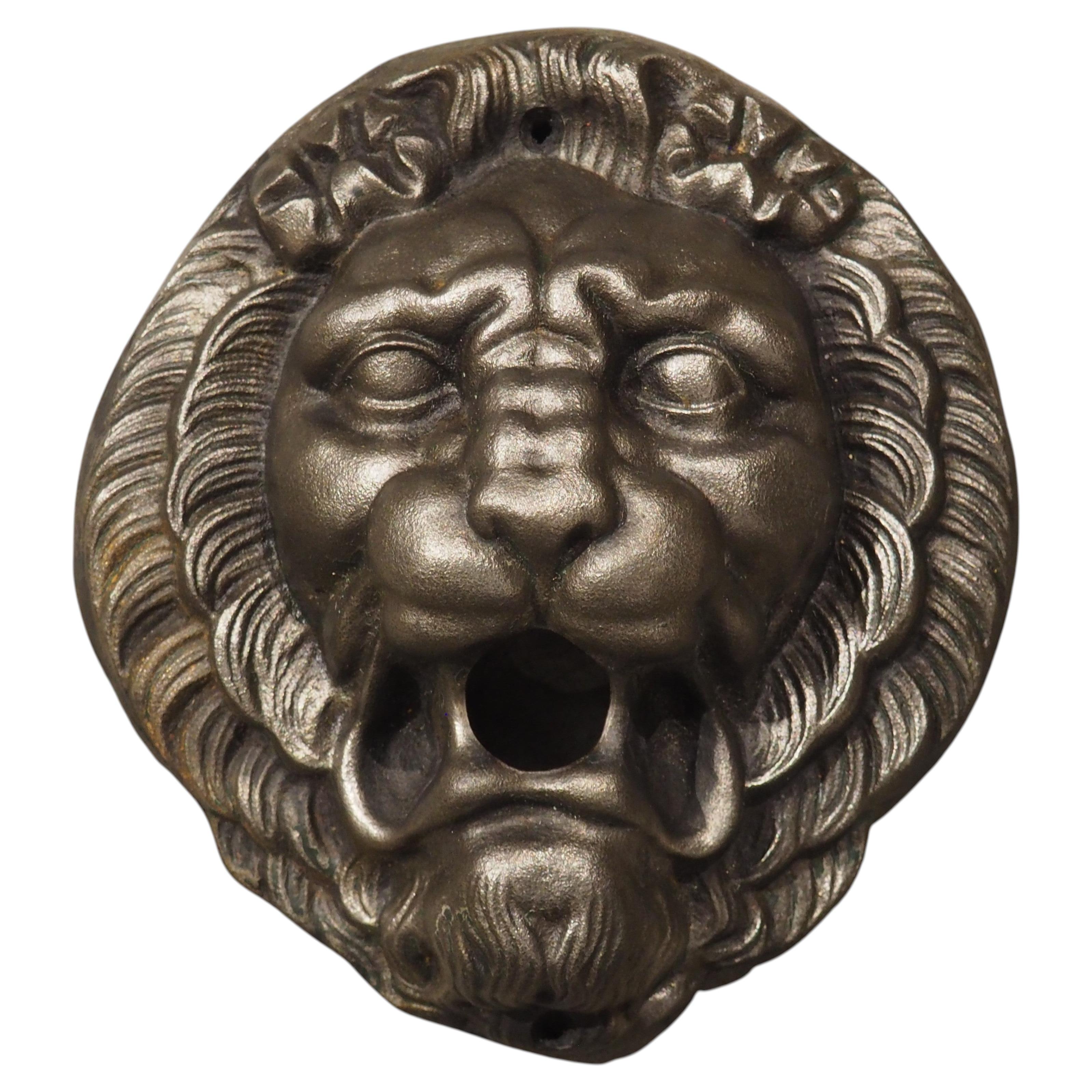 Elemento decorativo per fontana a forma di leone in ghisa francese, risalente agli anni ’20 CIRCA, con beccuccio