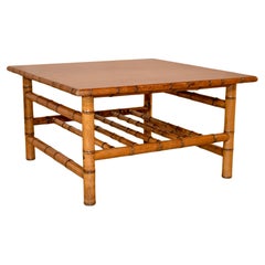 Circa 1920's French Cherry Faux Bamboo Coffee Table