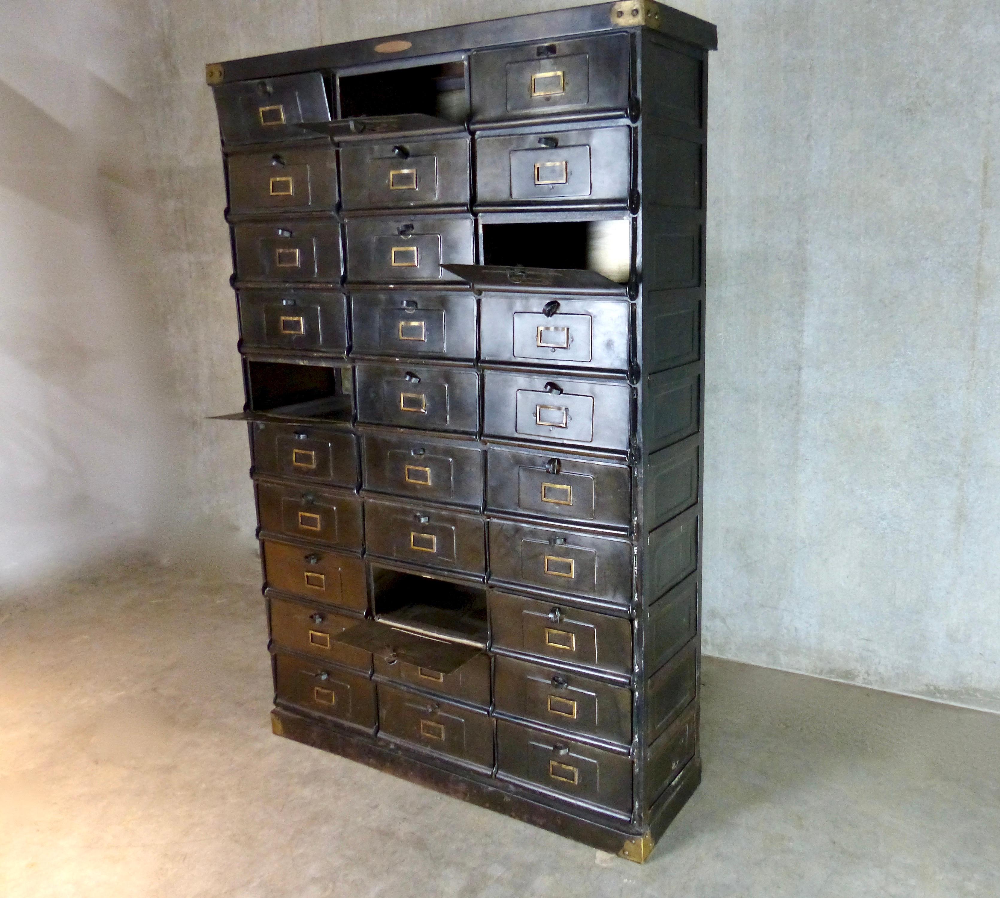 Industrial French Steel Cabinet by Stratfor of Strasbourg, circa 1920s