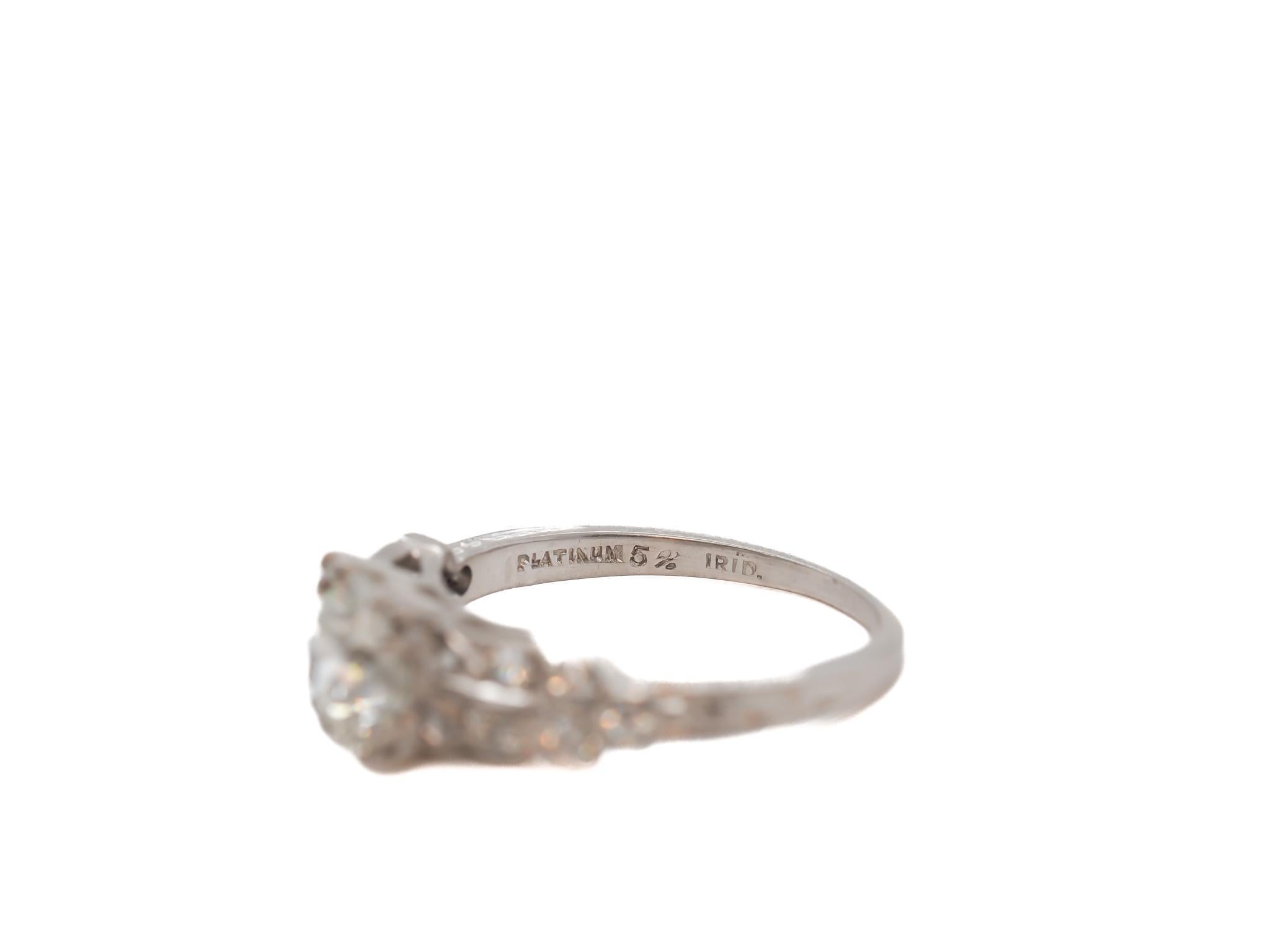 Circa 1920s GIA 1.00ct Old European Brilliant Diamond Engagement Ring (bague de fiançailles à diamant brillant européen) Pour femmes en vente