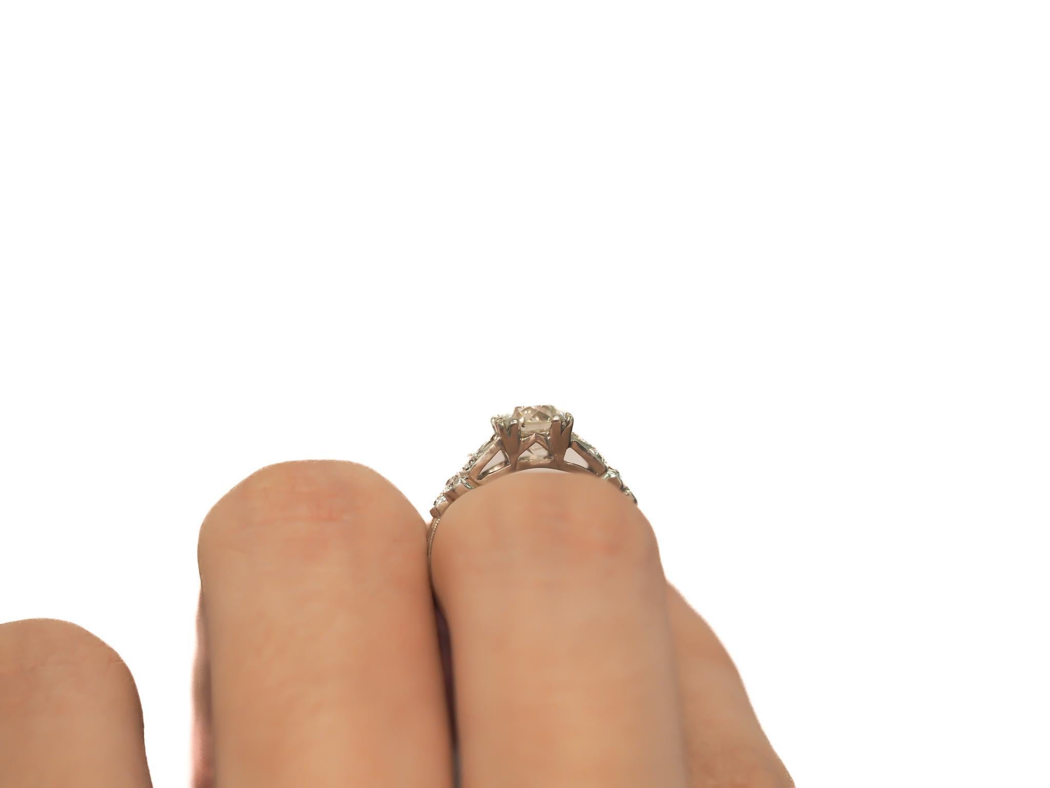 Circa 1920s GIA 1.00ct Old European Brilliant Diamond Engagement Ring (bague de fiançailles à diamant brillant européen) en vente 2